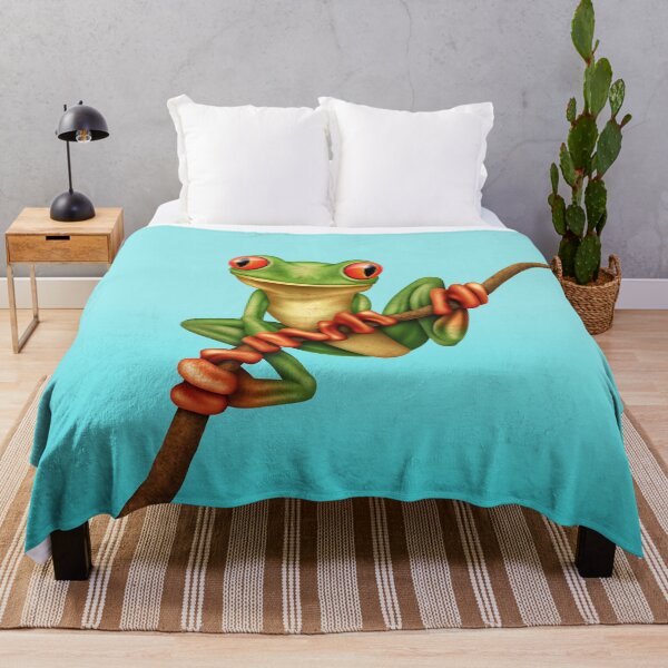 Vista previa del artículo con la obra «Cute Green Tree Frog en una rama», diseñado y vendido por JeffBartels.
