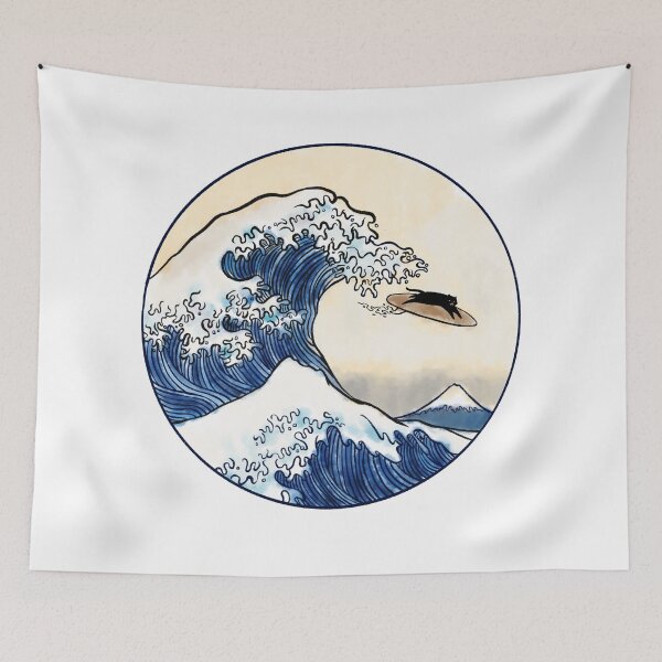 Item preview, Great Wave off Kanagawa Cat Surfer designed and sold by jimmytan.