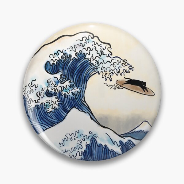 Item preview, Great Wave off Kanagawa Cat Surfer designed and sold by jimmytan.