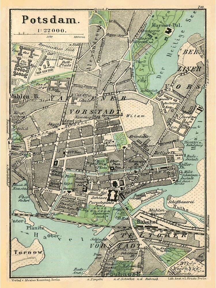 "Vintage Map of Potsdam Germany (1898)" Poster for Sale by BravuraMedia