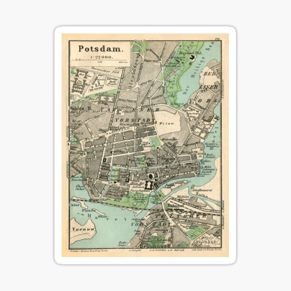Vintage Map of Potsdam Germany (1898) Sticker