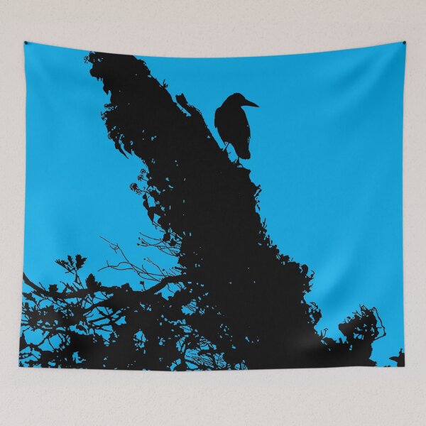 Item preview, Crow in Tree Silhouette - Black and Blue designed and sold by QuarterMoon.