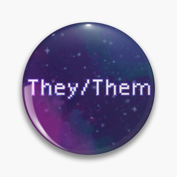 Item preview, galaxy they/them pronouns pin  designed and sold by seacozy.