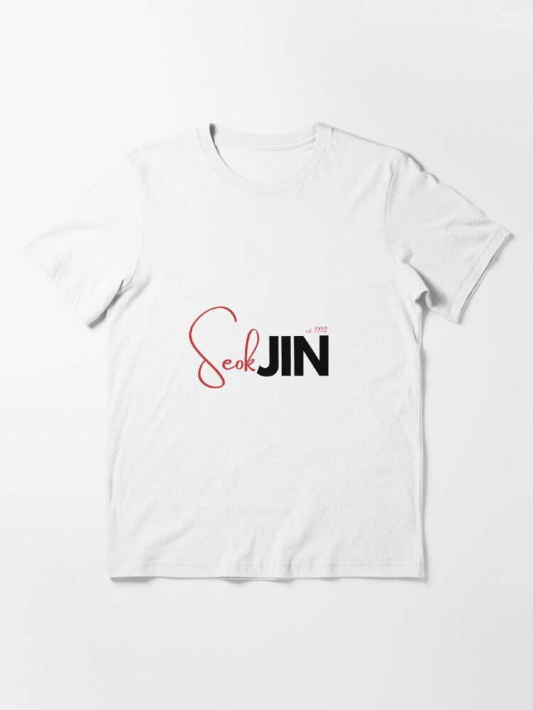 BTS Jin Kim Seokjin Bias Design Black/Red Essential T-Shirt for Sale by  haikustore