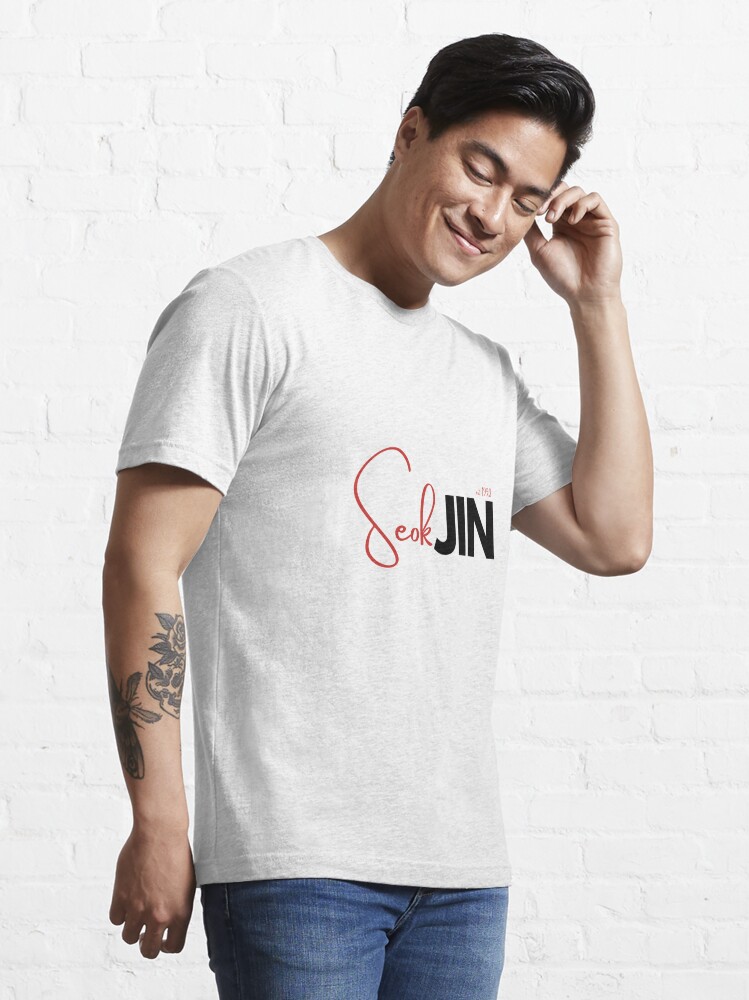 BTS Jin Kim Seokjin Bias Design Black/Red Essential T-Shirt for Sale by  haikustore