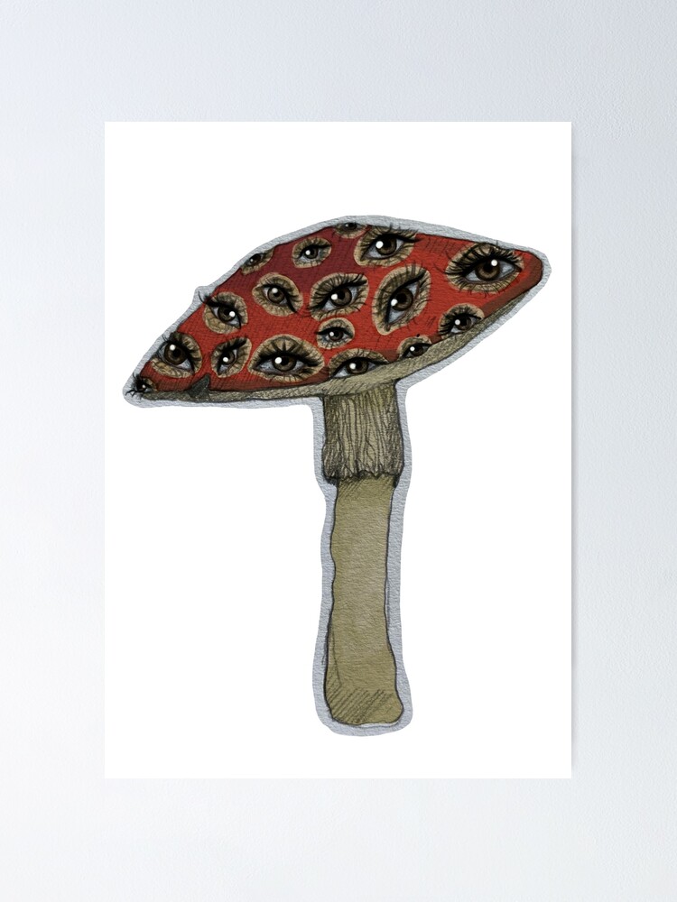 "Mushroom with eyes " Poster for Sale by abbiekye Redbubble