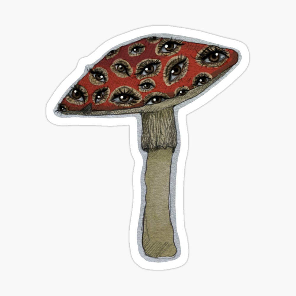 Retro groovy hippie mushroom with sunglasses. - Stock