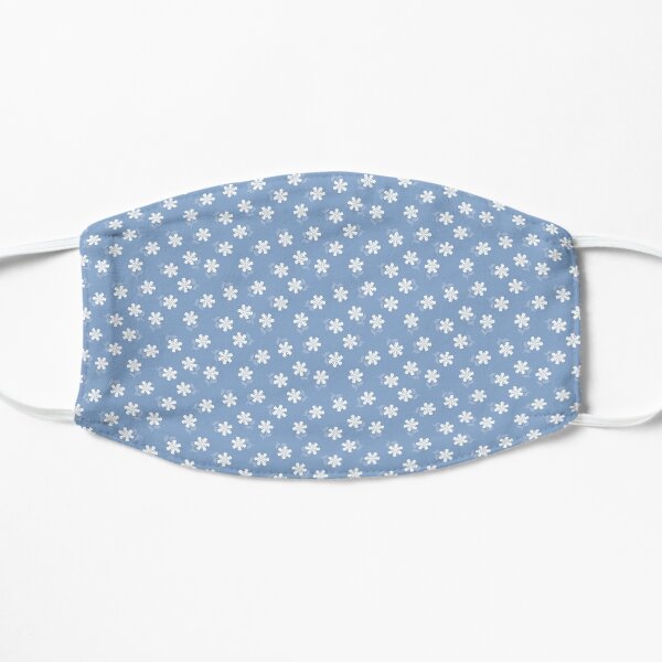 Faded Blue With White Flowers Mask
