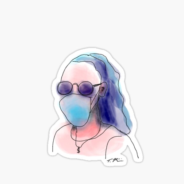 Mask Girl - Watercolor Sticker