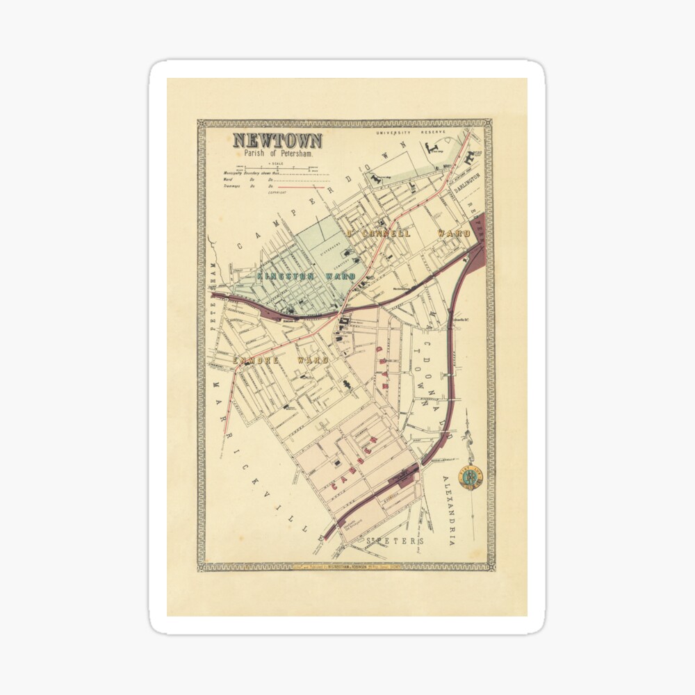 Map Of Inner Sydney Newtown (Parish Of Petersham 1899) – My Inner West Address Map" Poster By  Myinnerwest | Redbubble