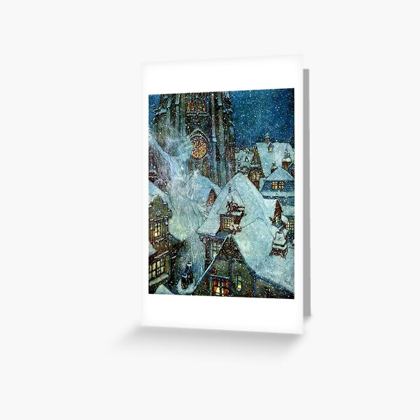 Item preview, The Snow Queen Flies Over A Snowy Christmas Village - Edmund Dulac designed and sold by forgottenbeauty.