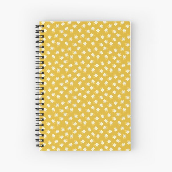 Yellow With White Flowers Spiral Notebook