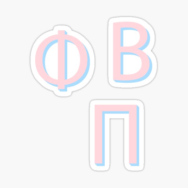 Beta, Phi, Pi Blue Pink 3D Letter Pack Sticker