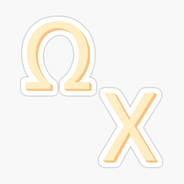 Omega and Chi Greek Letter Sticker Pack Yellow Sticker