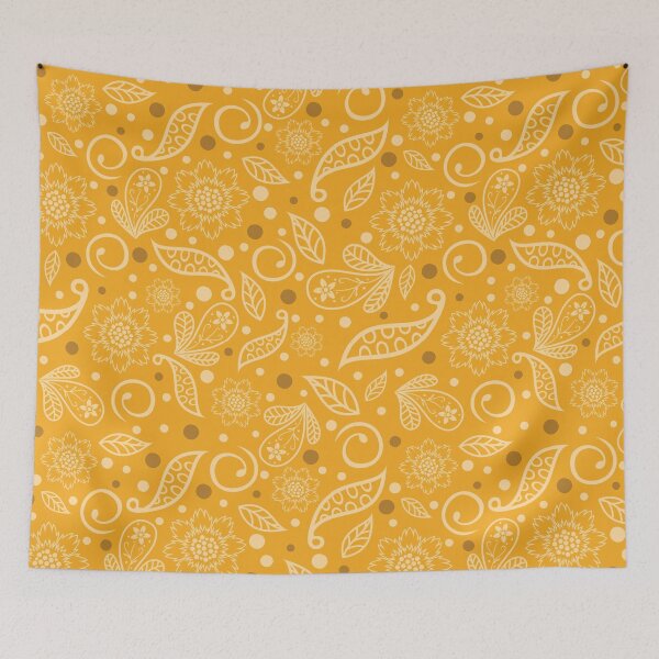 Item preview, Indonesian batik ethnic pattern paisly design yellow gold designed and sold by baligaia.