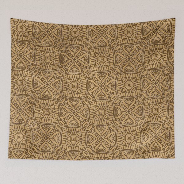 Item preview, Traditional Indonesian batik ethnic pattern design gold brown designed and sold by baligaia.