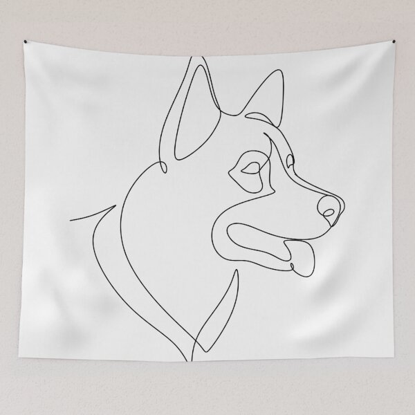 Item preview, German Shepherd Dog Portrait. Dog Art Print, Animal Wall Art, Abstract Wall Art, Minimalist Art Print, Black and White Art, Original Artist, One Line Art designed and sold by OneLinePrint.