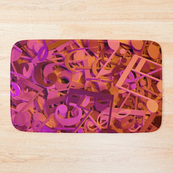 Item preview, Violet and orange musical notes and symbols background texture flat lay top view from above designed and sold by UDDesign.