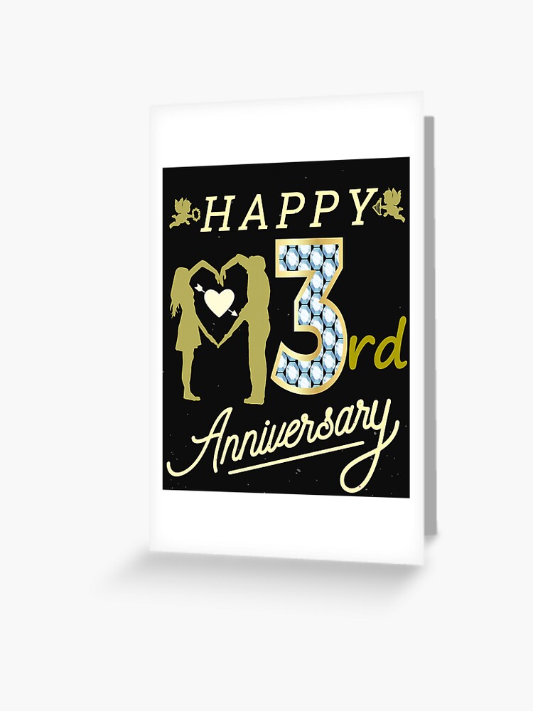 Happy 3rd anniversary classic design lover 3 year anniversary gift for  boyfriend present for girlfriend part in life partner in crime anniversary  presents for girlfriend Postcard for Sale by varisa