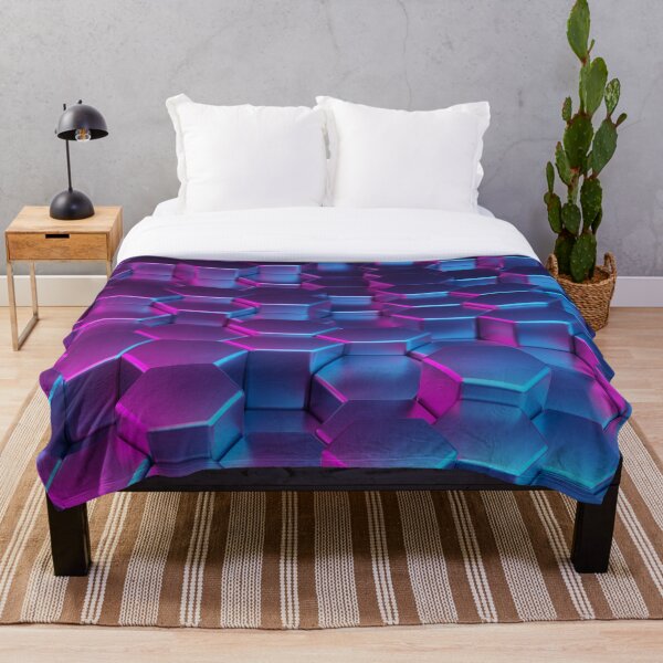 Artikelvorschau, Abstrakter moderner synthwave rosa und blauer zufälliger geometrischer Sechseckwabenmetallhintergrund entworfen und verkauft von UDDesign.