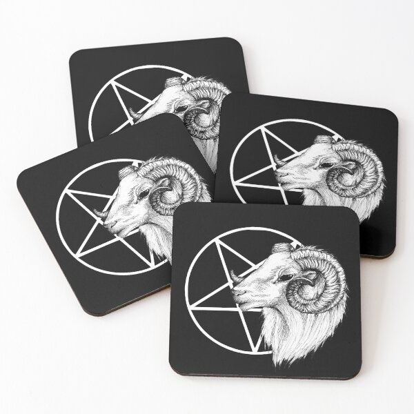 Item preview, Goat and pentagram illustration designed and sold by RedFinchDesigns.