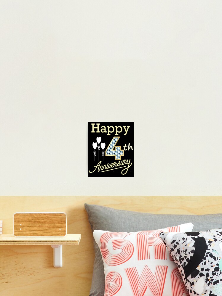 Happy 4th anniversary classic design lover 4 year anniversary gift for  boyfriend present for girlfriend part in life partner in crime anniversary  presents for girlfriend Photographic Print for Sale by varisa