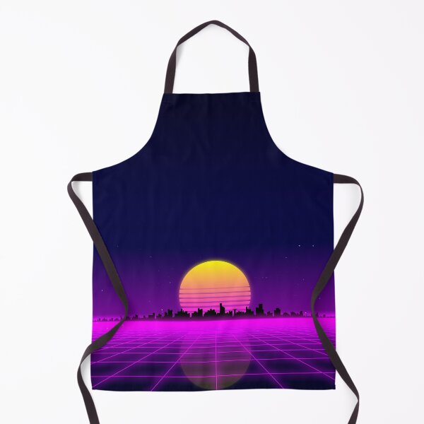 Item preview, Retro 1980s synthwave glowing neon lights plane with sun and city designed and sold by UDDesign.