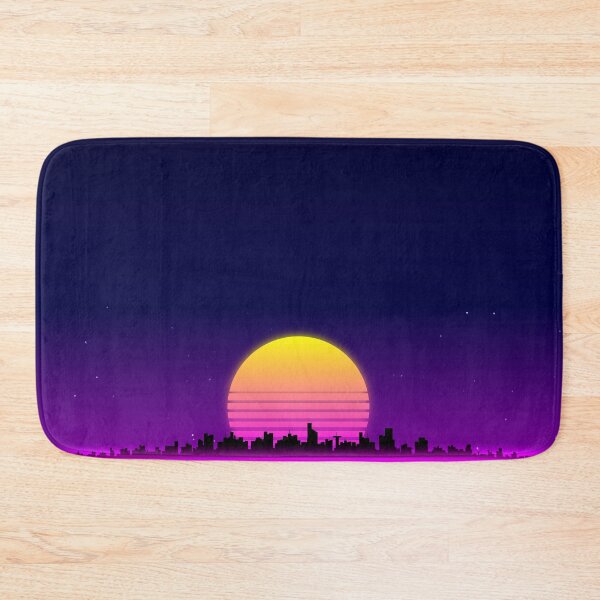 Item preview, Retro 1980s synthwave glowing neon lights plane with sun and city designed and sold by UDDesign.