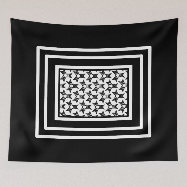 Item preview, Black and white central pattern with white borders on sophisticated black designed and sold by PetaJaneHome.