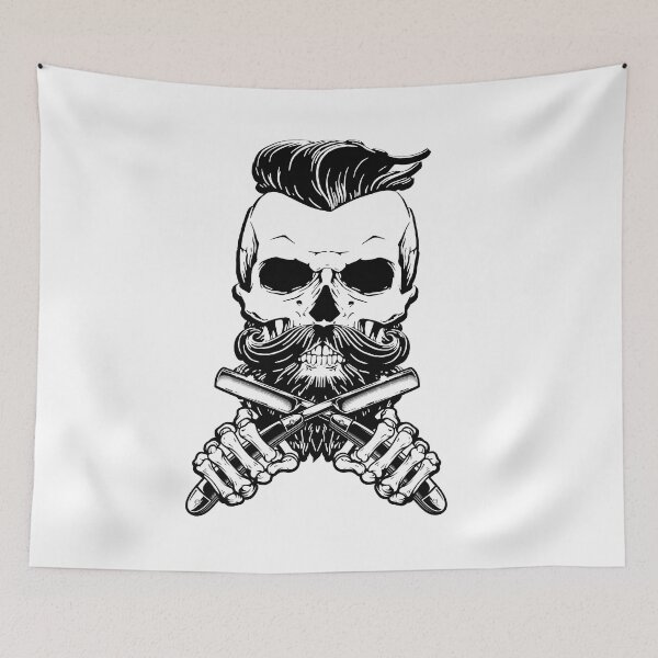 Item preview, Barber Skull with razors designed and sold by jfcreations.