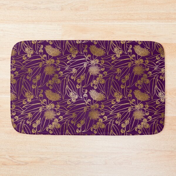 Item preview, Eucalyptus Gold Australian Pattern - Gold and Dark Purple Color Palette designed and sold by Sketchbook Designs.