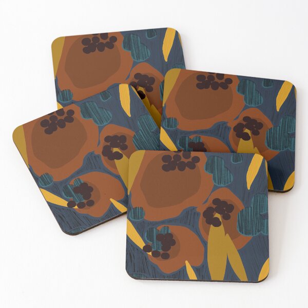 Item preview, Cocoa Flowers - Navy & Chocolate  designed and sold by fossdesign.