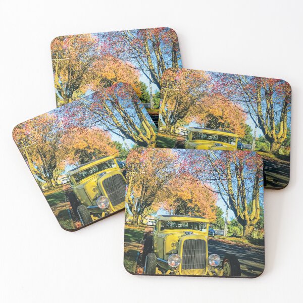 Item preview, Yellow Hot Rod on an Autumn Day designed and sold by Stus RoadTrips.