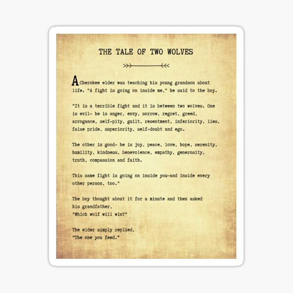 Item preview, The Two Wolves Cherokee Proverb Tale designed and sold by LaziniArts.