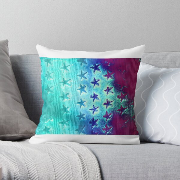 stars blue green purple Throw Pillow