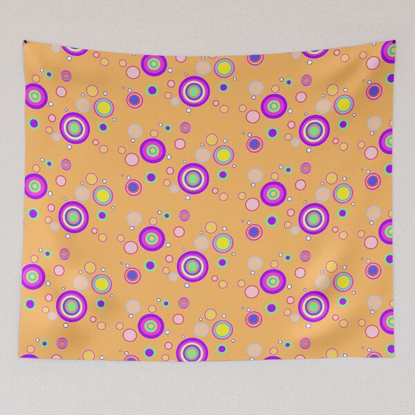 Item preview, Orange Early 2000s Colourful Circles Geometrical Pattern  designed and sold by junepillows.