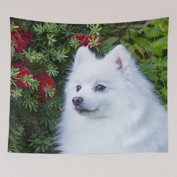 Item preview, Japanese Spitz Holiday Portrait designed and sold by KarenWoodArt.
