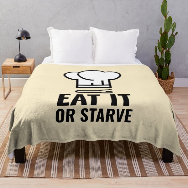 Item preview, Home Chef Meme Eat it or Starve Utensils and Chef Hat Black designed and sold by javes93.