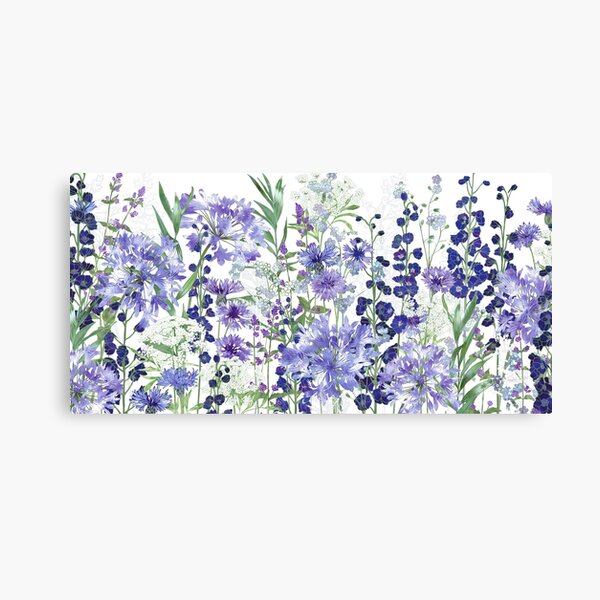 Blue Flower Garden - Agapanthus, Delphiniums, Cornflowers, Catmint, Forget-Me-Nots Canvas Print