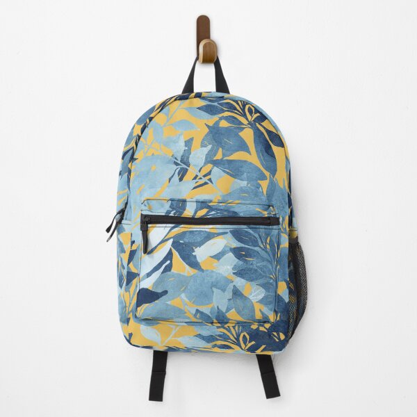 Item preview, Summer Tropical Metallic Blue & Yellow Foliage Design designed and sold by NdesignTrend.