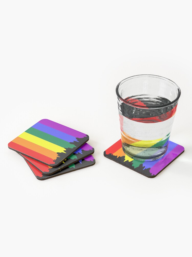 Lgbt Gay Pride Rainbow Drip Paint Coasters Set Of 4 For Sale By