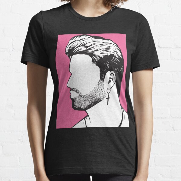 Pink background George michael image black gift for fans and lovers Essential T-Shirt