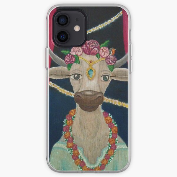 Cow Bride with Aquamarine Gemstone Indian Headpiece iPhone Soft Case