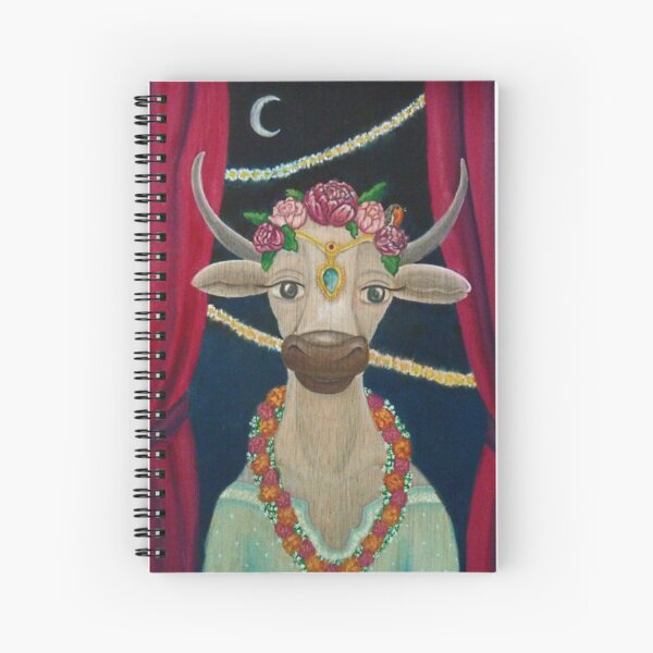 Cow Bride with Aquamarine Gemstone Indian Headpiece Spiral Notebook