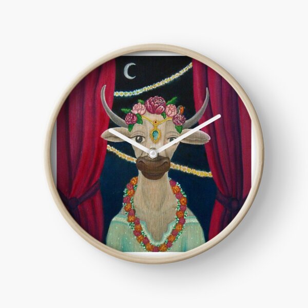 Cow Bride with Aquamarine Gemstone Indian Headpiece Clock
