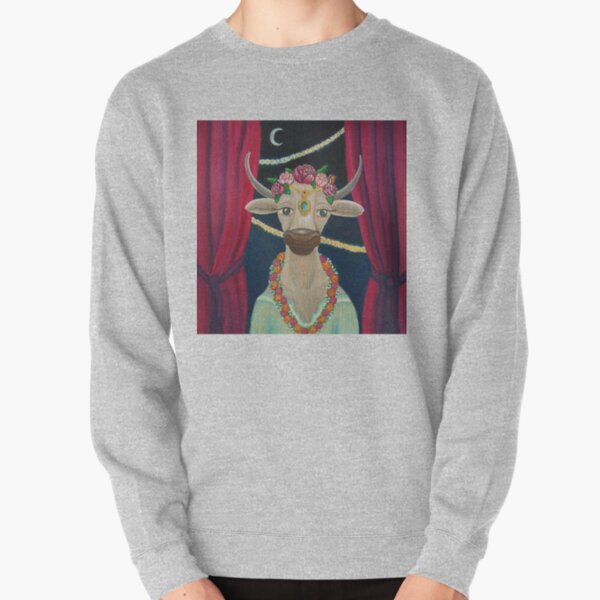Cow Bride with Aquamarine Gemstone Indian Headpiece Pullover Sweatshirt