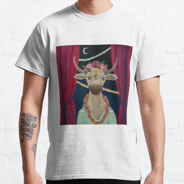 Cow Bride with Aquamarine Gemstone Indian Headpiece Classic T-Shirt