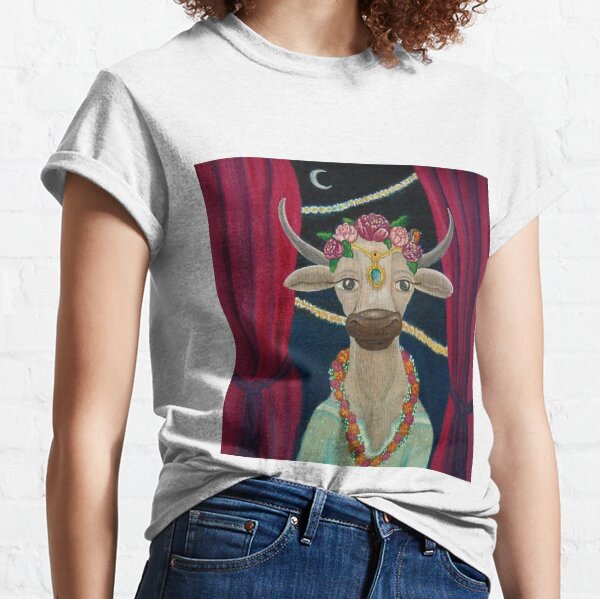 Cow Bride with Aquamarine Gemstone Indian Headpiece Classic T-Shirt