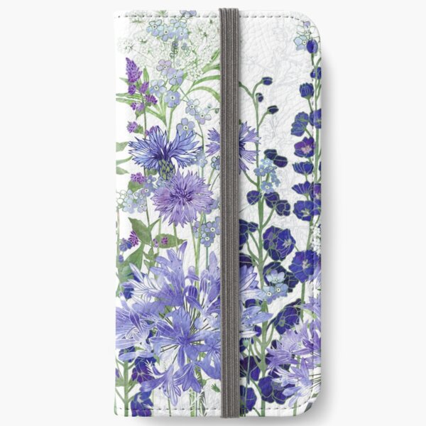 Blue Flower Garden - Agapanthus, Delphiniums, Cornflowers, Catmint, Forget-Me-Nots iPhone Wallet