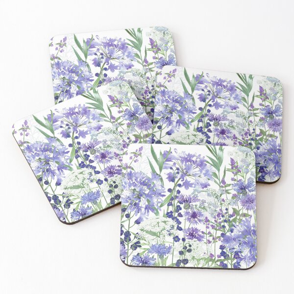 Item preview, Blue Flower Garden - Agapanthus, Delphiniums, Cornflowers, Catmint, Forget-Me-Nots designed and sold by Fiona Calder Designs.